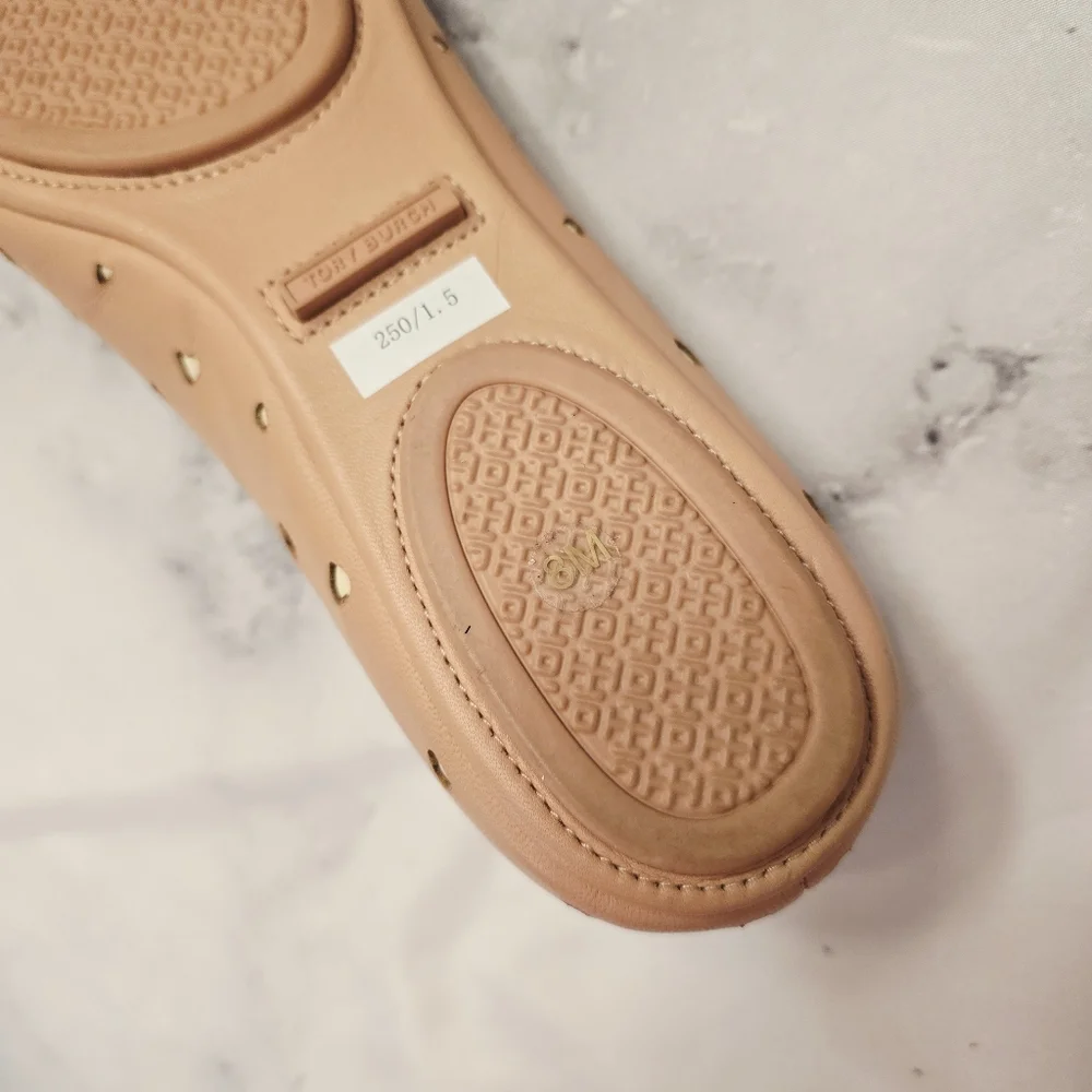 HTF Tory Burch Minnie Heart Cut-Out Ballet Flat Pink Moon Cream LIMITED EDITION